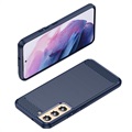 Samsung Galaxy S22 5G Børstet TPU Cover - Karbonfiber - Blå