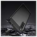 Sony Xperia 10 V Børstet TPU Cover - Karbonfiber - Sort