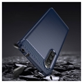 Sony Xperia 10 V Børstet TPU Cover - Karbonfiber - Blå