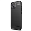 iPhone 13 Mini Børstet TPU Cover - Karbonfiber - Sort