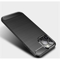 iPhone 13 Pro Max Børstet TPU Cover - Karbonfiber - Sort