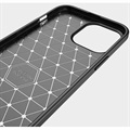 iPhone 13 Pro Max Børstet TPU Cover - Karbonfiber - Sort