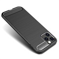 iPhone 12 Pro Max Børstet TPU Case - Karbonfiber - Sort