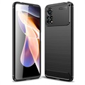 Xiaomi Poco X4 Pro 5G Børstet TPU Cover - Karbonfiber - Sort