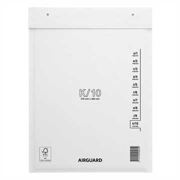 AirGuard Boblekuvert K10 - 345x455mm - 200 stk - Hvid