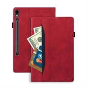 Samsung Galaxy Tab S11/S10 Lite/S10 FE/S9 FE/S9/S8/S7 Business Style Mat Flip Cover - Rød