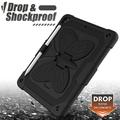 Sommerfugleformet kickstand PC + silikone tablet cover med skulderrem til iPad 9,7 tommer (2018)/(2017)/iPad Air 2 - sort