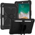 Sommerfugleformet kickstand PC + silikone tablet cover med skulderrem til iPad 9,7 tommer (2018)/(2017)/iPad Air 2 - sort