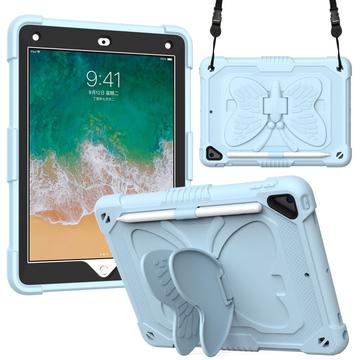 Sommerfugleformet kickstand PC + silikone tablet cover med skulderrem til iPad 9,7 tommer (2018)/(2017)/iPad Air 2