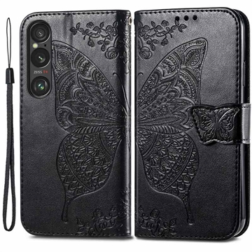 Sony Xperia 1 VI Butterfly Series Flip Cover med Pung - Sort