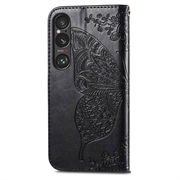 Sony Xperia 1 VI Butterfly Series Flip Cover med Pung - Sort