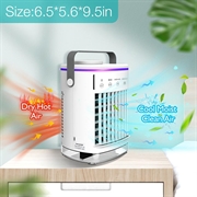 CF-006 Bærbar ventilator - USB, 4 hastigheder, timer, 700ml vandbeholder - hvid
