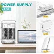 CF-006 Bærbar ventilator - USB, 4 hastigheder, timer, 700ml vandbeholder - hvid
