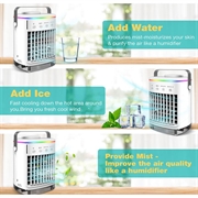 CF-006 Bærbar ventilator - USB, 4 hastigheder, timer, 700ml vandbeholder - hvid
