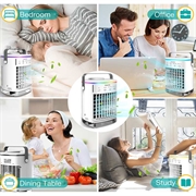 CF-006 Bærbar ventilator - USB, 4 hastigheder, timer, 700ml vandbeholder - hvid