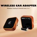 CP030-3 2-i-1 trådløs CarPlay- og Android Auto-adapter - orange / sort