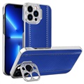 CamStand iPhone 13 Pro Hybrid Cover - Karbonfiber - Blå