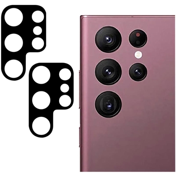 Samsung Galaxy S23 Ultra 5G Kamera Linse Hærdet Glas Beskytter - 2 Stk. - Sort