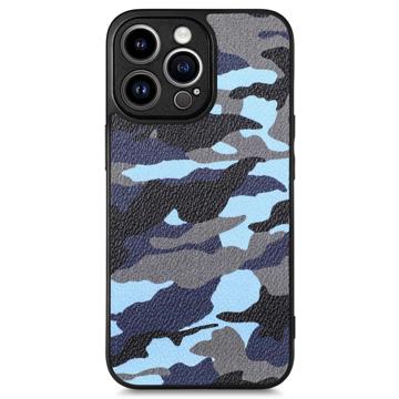 Camouflage Serie iPhone 14 Pro Hybrid Cover - Blå