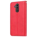 Kort Sæt Series Huawei Mate 20 Lite Flip Cover med Pung - Rød