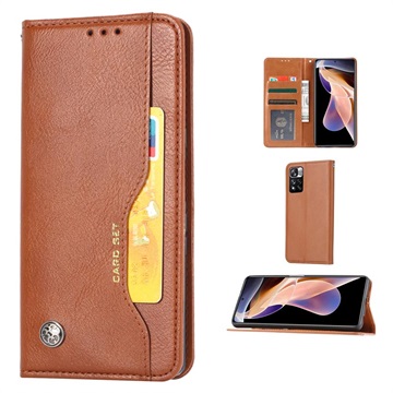 Card Set Series Xiaomi Redmi Note 11 Pro/Note 11 Pro+ Flip Cover med Pung - Brun