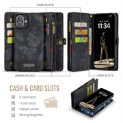 iPhone 16 Plus Caseme 008 2-i-1 Multifunktionel Pung - Sort