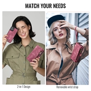 iPhone 16 Plus Caseme 008 2-i-1 Multifunktionel Pung - Rød