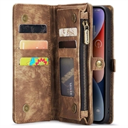 iPhone 15 Caseme 2-i-1 Multifunktionel Pung Cover - Brun