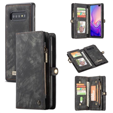 Caseme 2-i-1 Multifunktionel Samsung Galaxy S10 Pung Taske - Sort