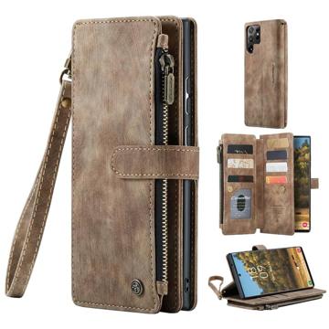 Caseme C30 Multifunktionel Samsung Galaxy S22 Ultra 5G Pung - Brun