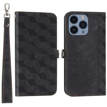 Rhombus Serie iPhone 14 Pro Pung Cover - Sort
