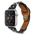 Apple Watch Series 8/SE (2022)/7/SE/6/5/4/3/2/1 Lænke Læderrem - 41mm/40mm/38mm - Sort