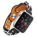 Apple Watch Series 9/8/SE (2022)/7/SE/6/5/4/3/2/1 Lænke Læderrem - 41mm/40mm/38mm - Sort