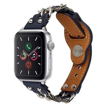 Apple Watch Series 9/8/SE (2022)/7/SE/6/5/4/3/2/1 Lænke Læderrem - 49mm/45mm/44mm/42mm