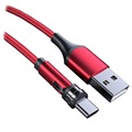 Ladekabel med Roterende Magnetisk Stik - 2m, USB-C - Rød