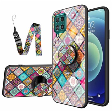 Checkered Pattern Samsung Galaxy A12 Hybrid Cover - Farverig Mandala
