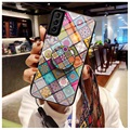 Checkered Pattern Samsung Galaxy S21 5G Hybrid Cover - Farverig Mandala