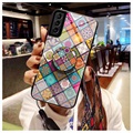 Checkered Pattern Samsung Galaxy S21+ 5G Hybrid Cover - Farverig Mandala