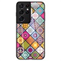 Checkered Pattern Samsung Galaxy S21 Ultra 5G Hybrid Cover - Farverig Mandala