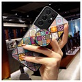 Checkered Pattern Samsung Galaxy S21 Ultra 5G Hybrid Cover - Farverig Mandala