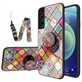 Checkered Pattern Samsung Galaxy S22 5G Hybrid Cover - Farverig Mandala