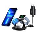 Choetech T587-F 3-i-1 opladningsstation 15W - iPhone/AirPods/Apple Watch - Sort