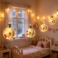 LED-lyskæde med julesnemand og gennemsigtige kugler – 10 varmhvide LED’er – 2m