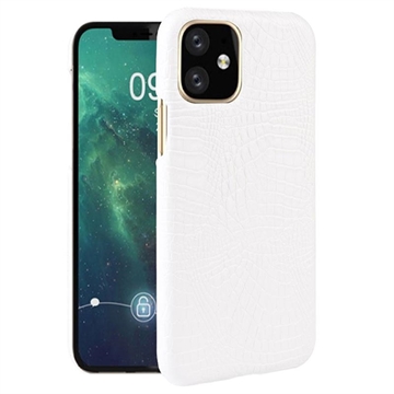 iPhone 11 Belagt Plastikcover - Krokodille - Hvid