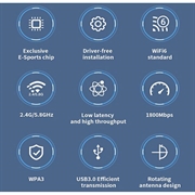 Comfast CF-952AX V2 Dual-Band WiFi 6 USB-adapter - 1800Mbps - Sort