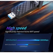 Comfast CF-952AX V2 Dual-Band WiFi 6 USB-adapter - 1800Mbps - Sort