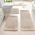 Badeværelsesmåttesæt i Coral Fleece – U-formet, absorberende, skridsikkert – 3 stk. – beige