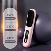 Trådløs glattekam med LCD-skærm og 3 temperaturindstillinger - lyserød