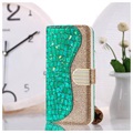 Croco Bling Series Samsung Galaxy S21 Ultra 5G Etui med Pung - Grøn