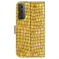 Croco Bling Series Samsung Galaxy S22 5G Coverpung - Guld